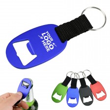 Aluminum Bottle Opener Keyring with Web Strap 